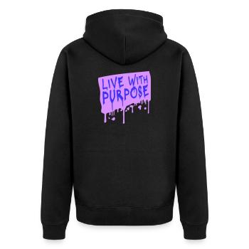 Live With Purpose Motivation Sinn Mindset Spruch - Unisex Premium Bio Zip Hoodie - Schwarz - Hinten - Nico (187cm)
