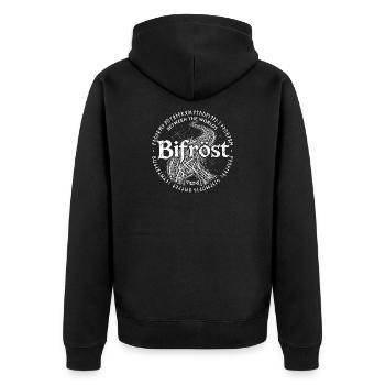 Bifröst v2 - Unisex Premium Organic Zip Hoodie - black - Back - Nico (187cm)