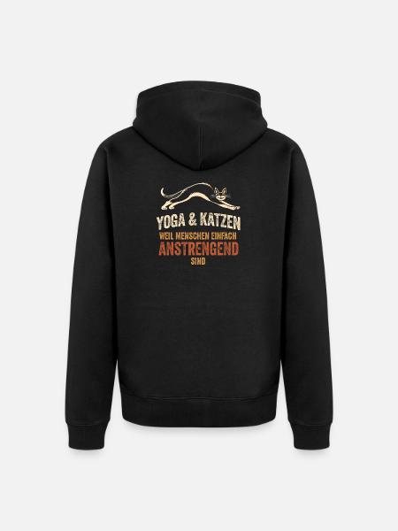 Katzenmama Geschenk Yoga Spruch - Unisex Premium Bio Zip Hoodie - Schwarz