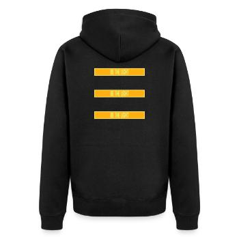 Be The Light Motivierend Positivität Spruch Logo - Unisex Premium Bio Zip Hoodie - Schwarz - Hinten - Nico (187cm)