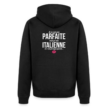 I'm not perfect but I'm Italian... - Unisex Premium Organic Zip Hoodie - black - Back - Nico (187cm)