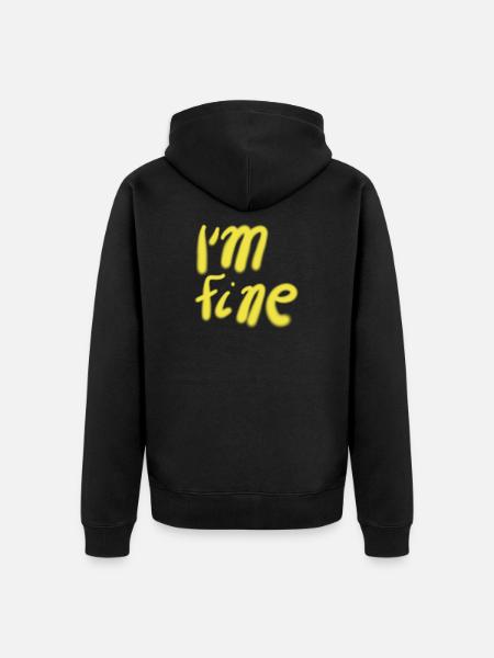 Im Fine – Gelbes Handlettering - Unisex Premium Bio Zip Hoodie - Schwarz