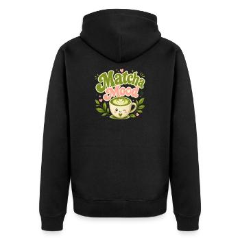 Charme Matcha Mood Latte - Veste à capuche bio Premium Unisexe - noir - Dos - Nico (187cm)
