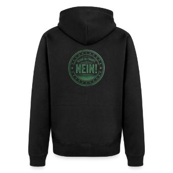 BEVOR DU FRAGST: NEIN! - Unisex Premium Bio Zip Hoodie - Schwarz - Hinten - Nico (187cm)