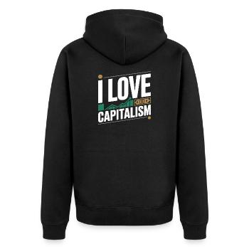 I Love Capitalism Entrepreneurs Stocks Capitalism - Unisex Premium Organic Zip Hoodie - black - Back - Nico (187cm)