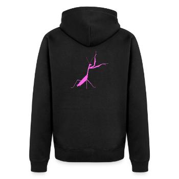 Gottesanbeterin pink - Unisex Premium Bio Zip Hoodie - Schwarz - Hinten - Nico (187cm)