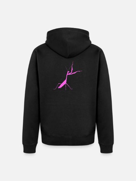 Praying mantis pink - Unisex Premium Organic Zip Hoodie - black