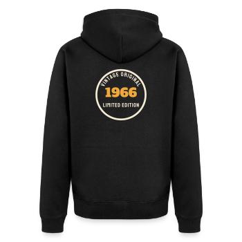 Vintage 1966 Original Limited Edition 60. Geburtst - Unisex Premium Bio Zip Hoodie - Schwarz - Hinten - Nico (187cm)