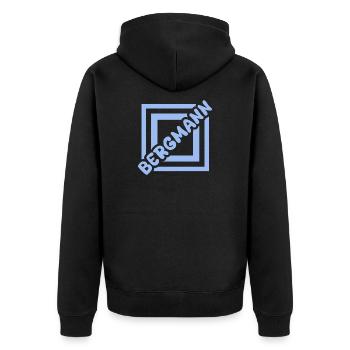 miner - Unisex Premium Organic Zip Hoodie - black - Back - Nico (187cm)