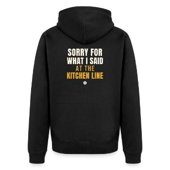 Désolé pour ce que j’ai dit Kitchen Line - Veste à capuche bio Premium Unisexe - noir - Dos - Nico (187cm)
