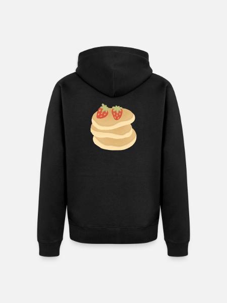 Strawberry Pancake Stack - Unisex Premium Organic Zip Hoodie - black