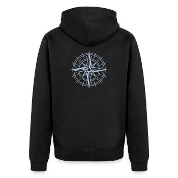 Compass - Unisex Premium Organic Zip Hoodie - black - Back - Nico (187cm)
