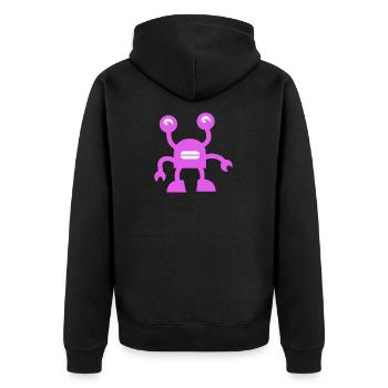 Cheerful Purple Robot - Unisex Premium Organic Zip Hoodie - black - Back - Nico (187cm)