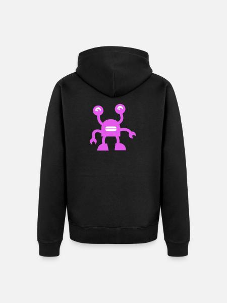 Cheerful Purple Robot - Unisex Premium Organic Zip Hoodie - black