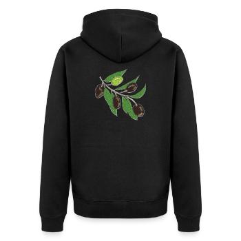Olive Branche Verte Olive foncée - Veste à capuche bio Premium Unisexe - noir - Dos - Nico (187cm)