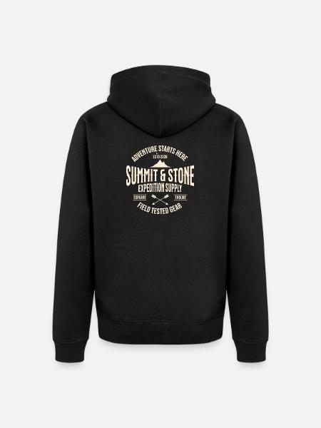 Gipfel- und Stein-Expeditionslogo - Unisex Premium Bio Zip Hoodie - Schwarz