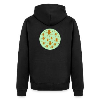 Lebkuchenmänner mond - Unisex Premium Bio Zip Hoodie - Schwarz - Hinten - Nico (187cm)