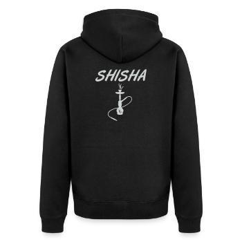 Shisha Hookah Silhouette Motiv - Unisex Premium Bio Zip Hoodie - Schwarz - Hinten - Nico (187cm)