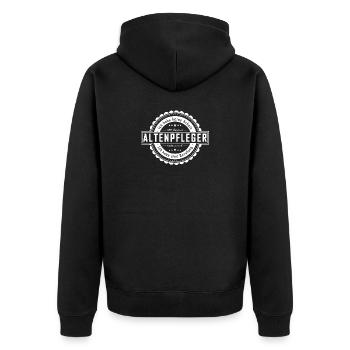 ALTENPFLEGER - Unisex Premium Bio Zip Hoodie - Schwarz - Hinten - Nico (187cm)