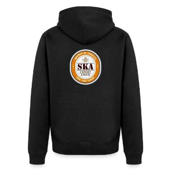 SKA Export Lager, Brewed in Jamaica, beer lable - Unisex Premium Bio Zip Hoodie - Schwarz - Hinten - Nico (187cm)