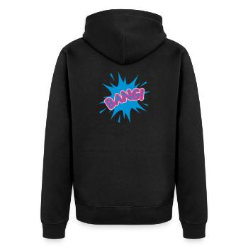 A comic balloon with a Bang - Unisex Premium Organic Zip Hoodie - black - Back - Nico (187cm)