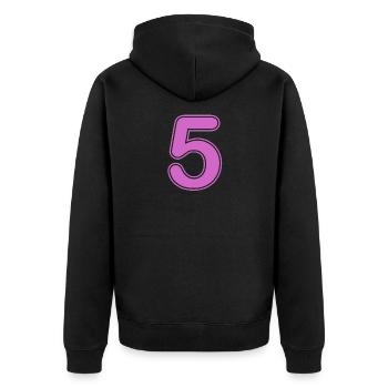Zahl - Rückennummer - 5 Fünf - Jahre - Geschenk - Unisex Premium Bio Zip Hoodie - Schwarz - Hinten - Nico (187cm)