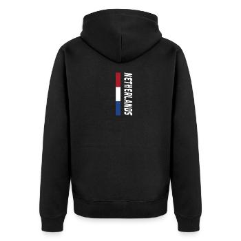 Niederlande / Geschenk / Geschenkidee - Unisex Premium Bio Zip Hoodie - Schwarz - Hinten - Nico (187cm)