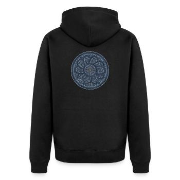 Jeans Muster Blume indie Kreis Deko Geschenk - Unisex Premium Bio Zip Hoodie - Schwarz - Hinten - Nico (187cm)