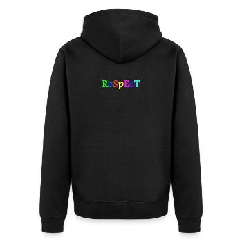 Respekt Akzeptanz Toleranz Anerkennung Geltung - Unisex Premium Bio Zip Hoodie - Schwarz - Hinten - Nico (187cm)
