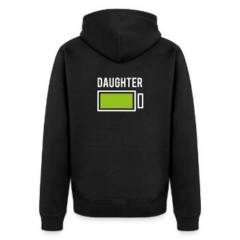 Tochter Partnerlook Familienlook Famillie Mädchen - Unisex Premium Bio Zip Hoodie - Schwarz - Hinten - Nico (187cm)