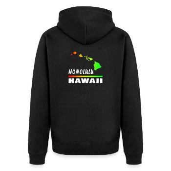 Hawaii Honolulu avec carte / cadeau carte - Veste à capuche bio Premium Unisexe - noir - Dos - Nico (187cm)