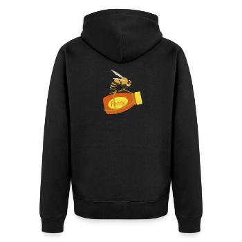 Honigbiene auf Honigflasche für Imker - Unisex Premium Bio Zip Hoodie - Schwarz - Hinten - Nico (187cm)