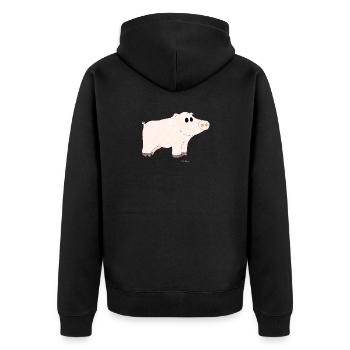 Pig / Pig - Unisex Premium Organic Zip Hoodie - black - Back - Nico (187cm)