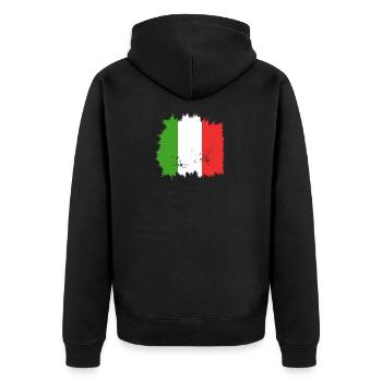 Italien Flagge - Unisex Premium Bio Zip Hoodie - Schwarz - Hinten - Nico (187cm)