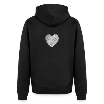Silver Doodle Heart – Romantic Minimal Style - Unisex Premium Organic Zip Hoodie - black - Back - Nico (187cm)