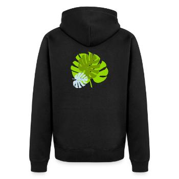 leaves - Unisex Premium Organic Zip Hoodie - black - Back - Nico (187cm)