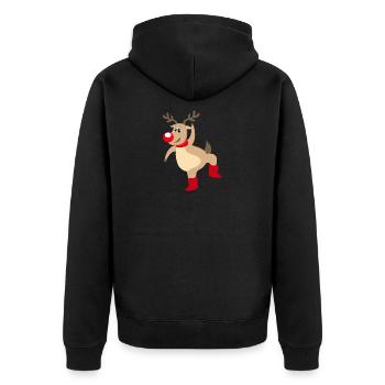 Rentier Rudolf Elch Weihnachten Rote Nase - Unisex Premium Bio Zip Hoodie - Schwarz - Hinten - Nico (187cm)