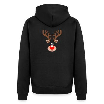 Süßes Rentier Rudolf Rote Nase Weihnachten Geweih - Unisex Premium Bio Zip Hoodie - Schwarz - Hinten - Nico (187cm)