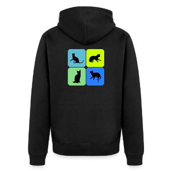 Katze Katze Katze Katze Katze Katze, Geschenk - Unisex Premium Bio Zip Hoodie - Schwarz - Hinten - Nico (187cm)