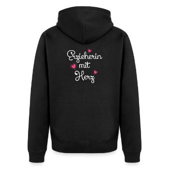 Erzieherin Erzieher Kita Pflege Hort Betreuung - Unisex Premium Bio Zip Hoodie - Schwarz - Hinten - Nico (187cm)