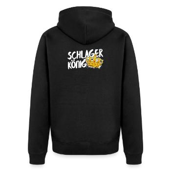 Schlagerkönig Schlager König Krone Statement - Unisex Premium Bio Zip Hoodie - Schwarz - Hinten - Nico (187cm)