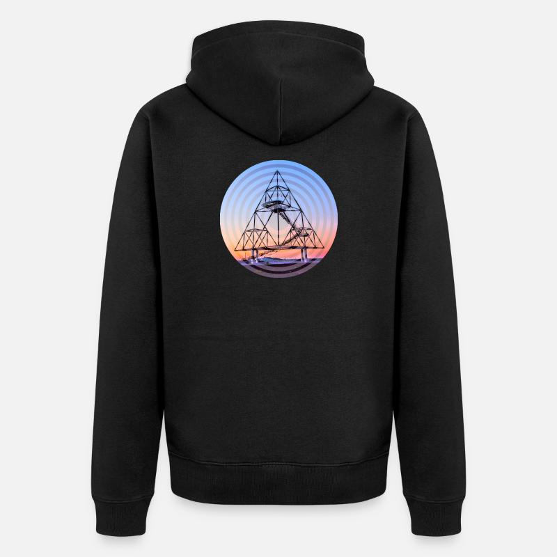 Tetraeder Kreise - Unisex Premium Bio Zip Hoodie - Schwarz