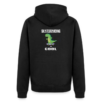 Skateboarding is Cool, Dinosaur, Dino, T-Rex - Unisex Premium Organic Zip Hoodie - black - Back - Nico (187cm)