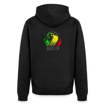 Rasta Lion: Green-Yellow-Red Style - Unisex Premium Organic Zip Hoodie - black - Back - Nico (187cm)