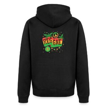 Reggae Flagge Regenbogen Vibe - Unisex Premium Bio Zip Hoodie - Schwarz - Hinten - Nico (187cm)