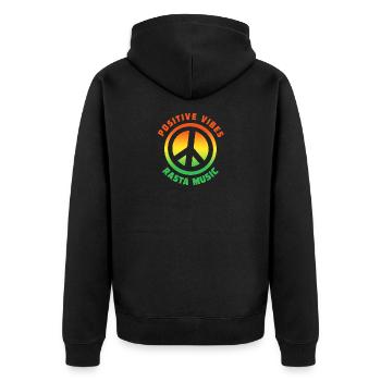 Ondes positives Rastamusic Paix - Veste à capuche bio Premium Unisexe - noir - Dos - Nico (187cm)