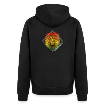 Rainbow lion in square frame - Unisex Premium Organic Zip Hoodie - black - Back - Nico (187cm)