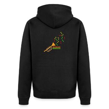 Untergrund Soundsystem Trompete - Unisex Premium Bio Zip Hoodie - Schwarz - Hinten - Nico (187cm)