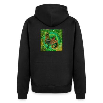Forest Green Dragon - Unisex Premium Organic Zip Hoodie - black - Back - Nico (187cm)