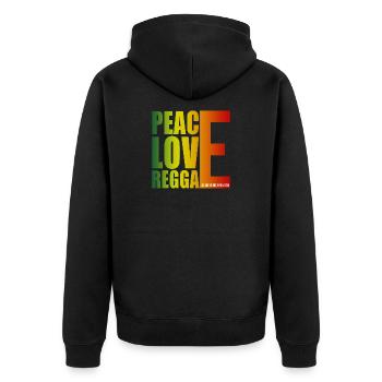 Peace Love Reggae Gradient - Unisex Premium Bio Zip Hoodie - Schwarz - Hinten - Nico (187cm)